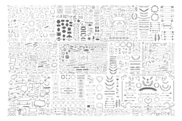 Download 998 Hand Drawn Frames, Banners &amp; Ribbons - Ribbon Collection