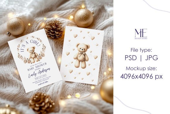 Download Holiday Invitation Double Card Mockup - Holiday invitation Collection