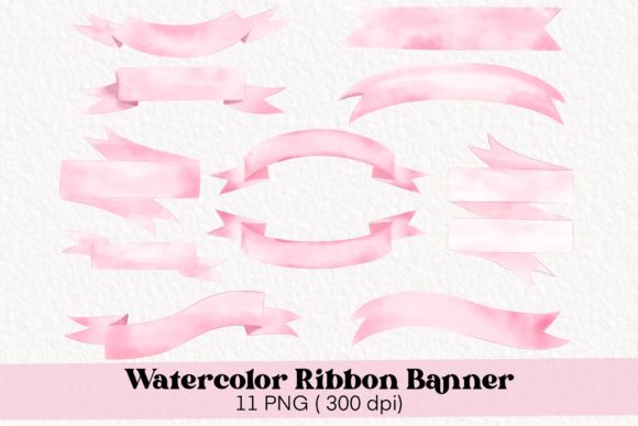 Download Watercolor Pink Ribbon Banner Clipart - Ribbon Collection